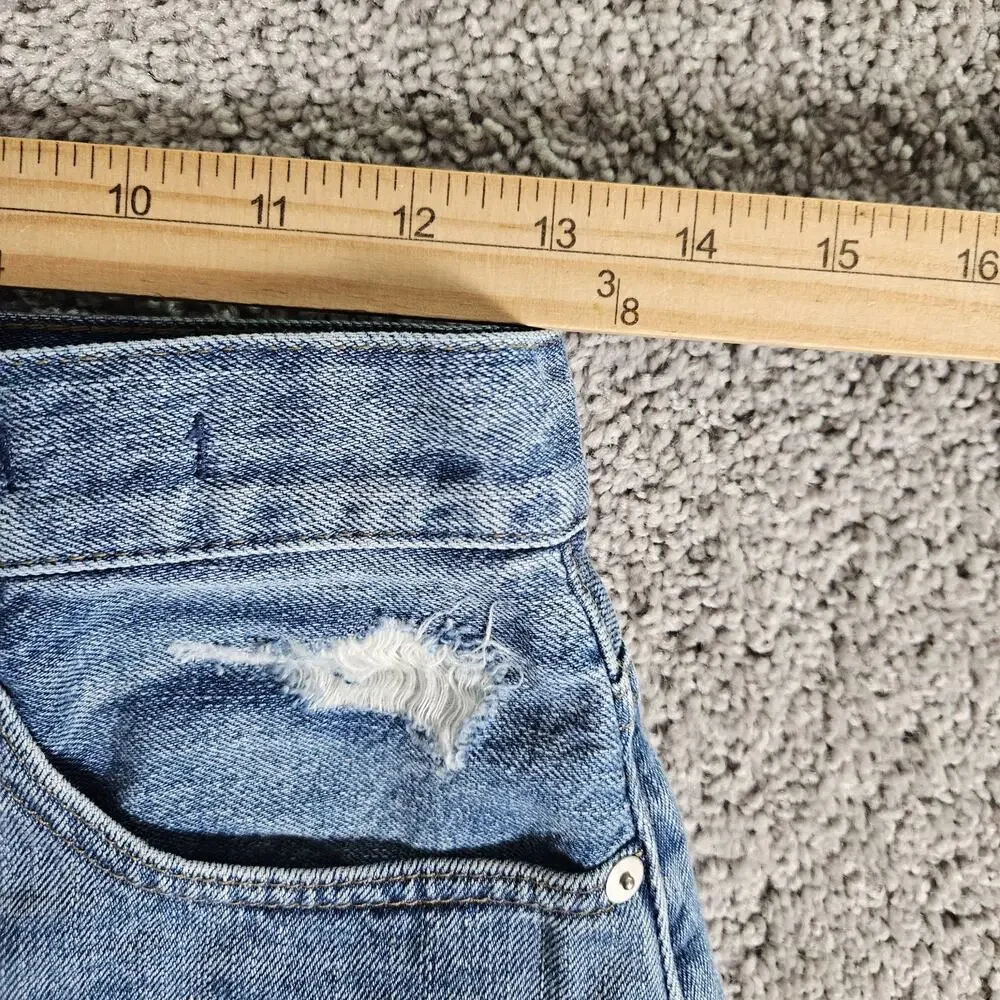 Madewell Mini Skirt Womens 25 Blue Rigid Denim A Line Distressed Boho Grunge